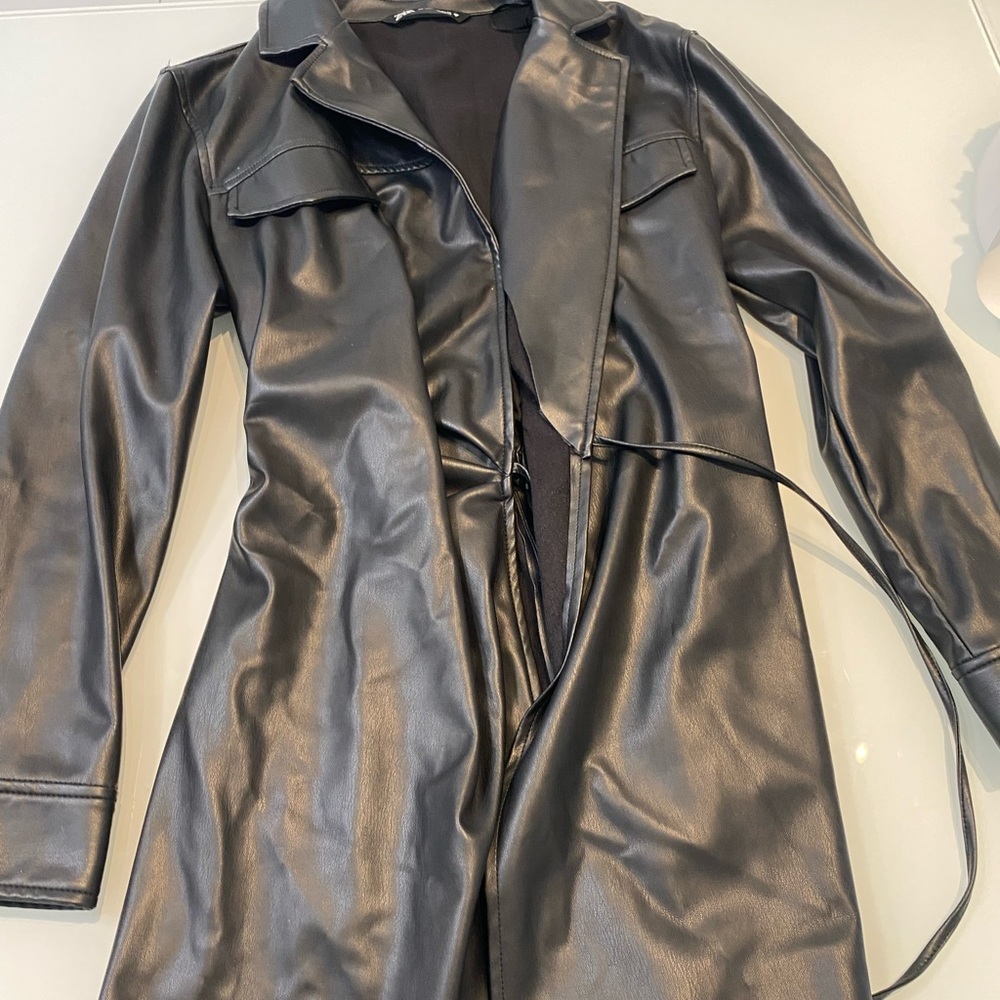 zara leather wrap dress size XS